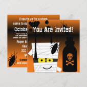 Uitnodiging voor Halloween Mummy Party (Voorkant / Achterkant)