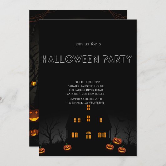 Uitnodiging voor Halloween Party (Voorkant / Achterkant)