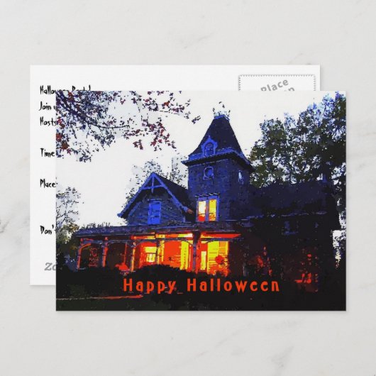 Uitnodiging voor Halloween Party (Voorkant / Achterkant)