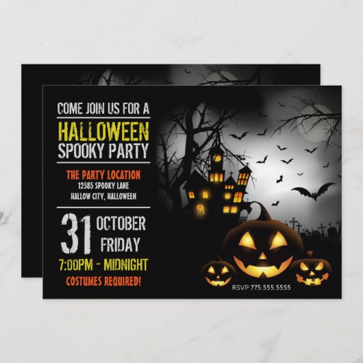 Uitnodiging voor Halloween Party (Voorkant / Achterkant)