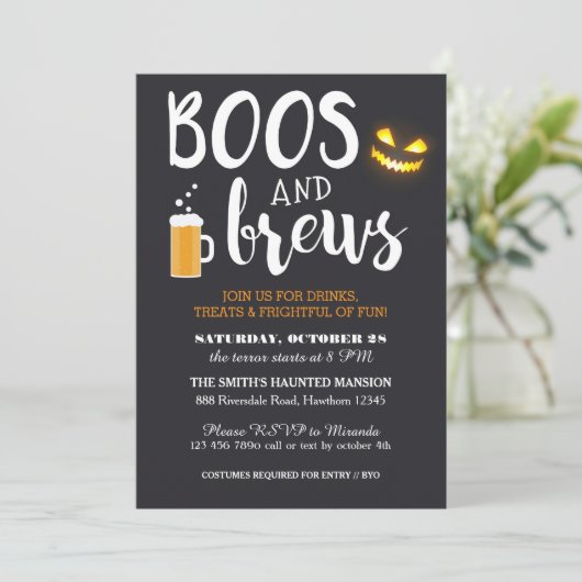 Uitnodiging voor Halloween Party, Adult, Boos and (Staand voorkant)