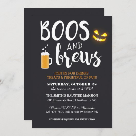 Uitnodiging voor Halloween Party, Adult, Boos and (Voorkant / Achterkant)