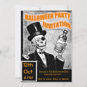 Uitnodiging voor halloween party skeleton