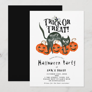 Uitnodiging voor Halloween trick or treat feestje