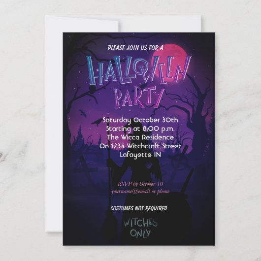 Uitnodiging voor Halloween Witches Party (Voorkant)