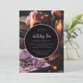 Uitnodiging voor Halloween Witches Tea Party (Staand voorkant)