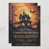 Uitnodiging voor Haunted Halloween Party (Voorkant / Achterkant)