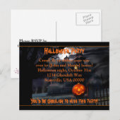 Uitnodiging voor Haunted Halloween Party Briefkaart (Voorkant / Achterkant)