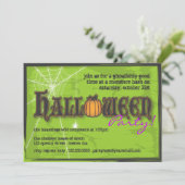 Uitnodiging voor haunted Halloween Party - zwart e (Staand voorkant)