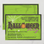 Uitnodiging voor haunted Halloween Party - zwart e (Voorkant / Achterkant)