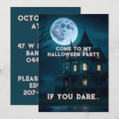 Uitnodiging voor Haunted Mansion Halloween Party (Voorkant / Achterkant)