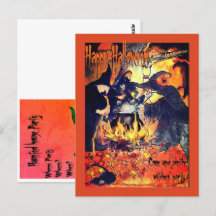 Uitnodiging voor heksen kunstfeest Halloween