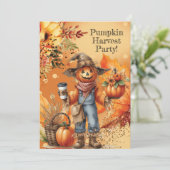 Uitnodiging voor herfst pompoen oogstfeest (Staand voorkant)