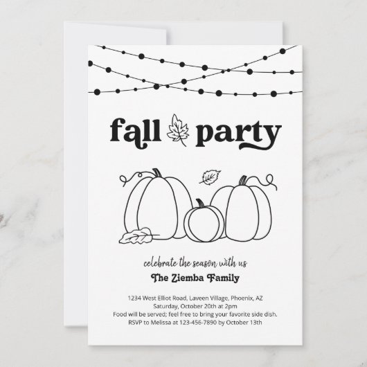 Uitnodiging voor herfstfeest (Voorkant)