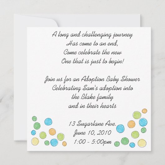 uitnodiging voor het aannemen van douche (Achterkant)