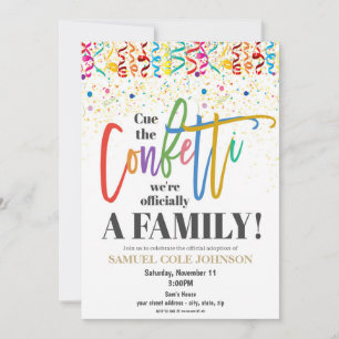 Uitnodiging voor het Adoptiefeest met Confetti