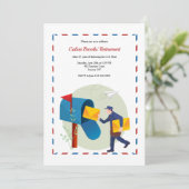 Uitnodiging voor het afscheidsfeest van de postbez (Staand voorkant)