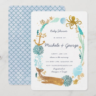 uitnodiging voor het Baby shower van de walvisocea