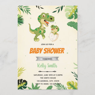 uitnodiging voor het baby shower van dinosaur