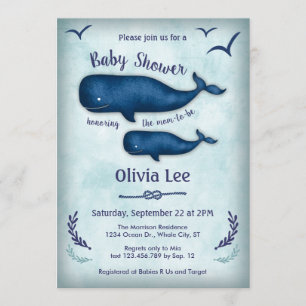  uitnodiging voor het Baby shower van walvissen