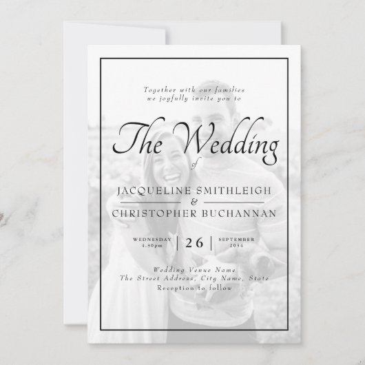 Uitnodiging voor het binden van zwarte en witte fo (Voorkant)