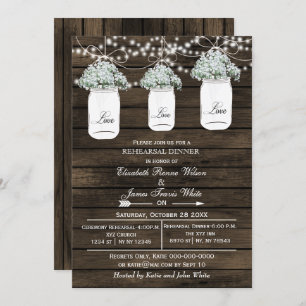 Uitnodiging voor het diner van Barnwood Mason Jars