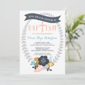 Uitnodiging voor het Doopsel, Bloemen, Hedendaagse (Staand voorkant)