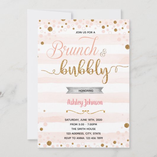 Uitnodiging voor het douchen van Brunch en bubbly (Voorkant)