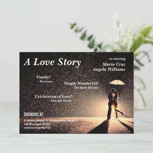 uitnodiging voor het filmpje bruiloft (Staand voorkant)