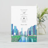 Uitnodiging voor het huwelijk van Chicago (Staand voorkant)