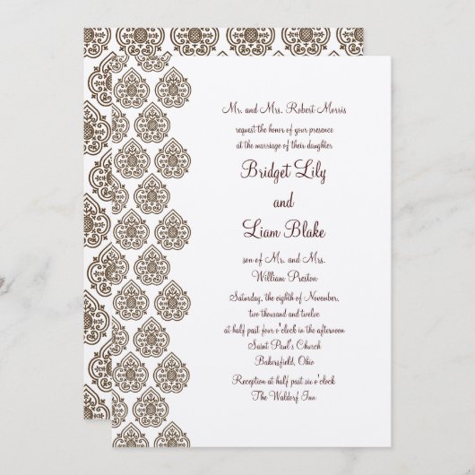 uitnodiging voor het huwelijk van Damask op champ (Voorkant / Achterkant)