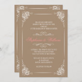 uitnodiging voor het huwelijk van Floral in Mocha (Voorkant / Achterkant)