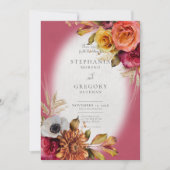  uitnodiging voor het huwelijk van Floral Rust & F (Voorkant)