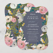 uitnodiging voor het huwelijk van Florals (Voorkant / Achterkant)