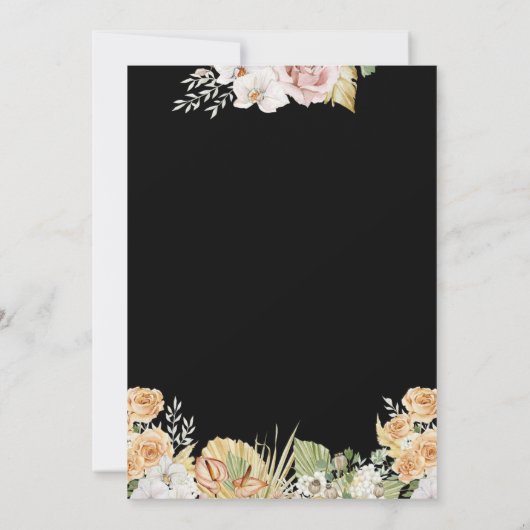 Uitnodiging voor het huwelijk | Witte bloemen en g (Achterkant)