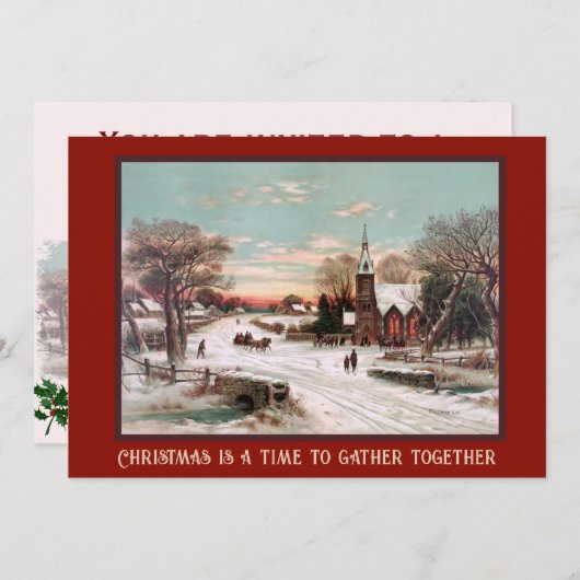 Uitnodiging voor het kerstfeest (Voorkant / Achterkant)