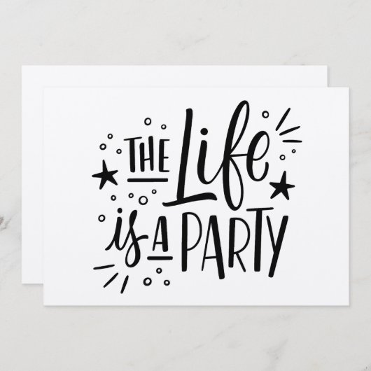 Uitnodiging voor "Het Leven is een Feest" Feest -  (Voorkant / Achterkant)