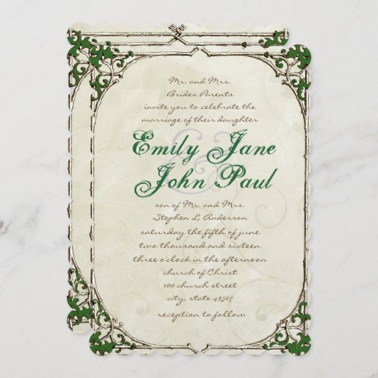 uitnodiging voor het Lijst Twig Ivy Wedding (Voorkant / Achterkant)