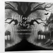 Uitnodiging voor het Macabre Manor Halloween Party (Binnenzijde eerst)