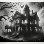Uitnodiging voor het Macabre Manor Halloween Party (Binnenkant midden)