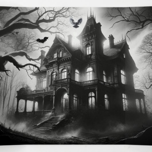 Uitnodiging voor het Macabre Manor Halloween Party (Binnenkant midden)