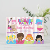 Uitnodiging voor het meisje-slumberfeest. (Staand voorkant)