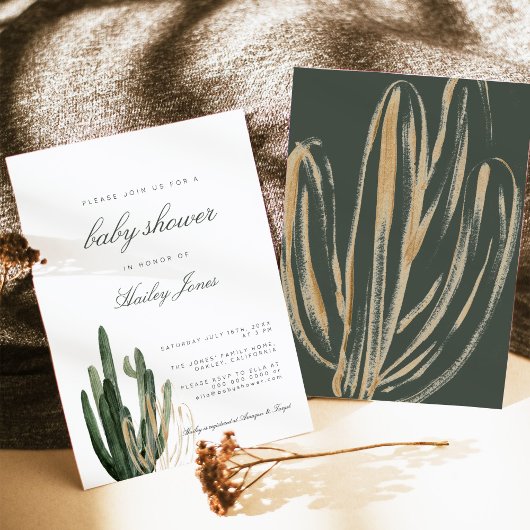 Uitnodiging voor het moderne Cactus Baby shower