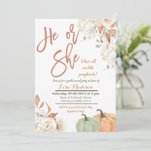 Uitnodiging voor het onthullen van het geslacht va (Staand voorkant)