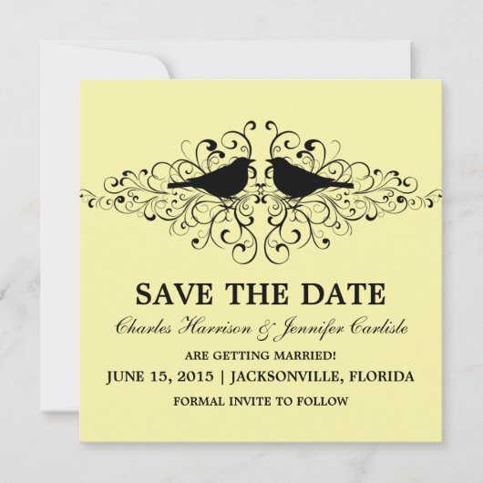 Uitnodiging voor het opslaan van de datum met gele (Voorkant)