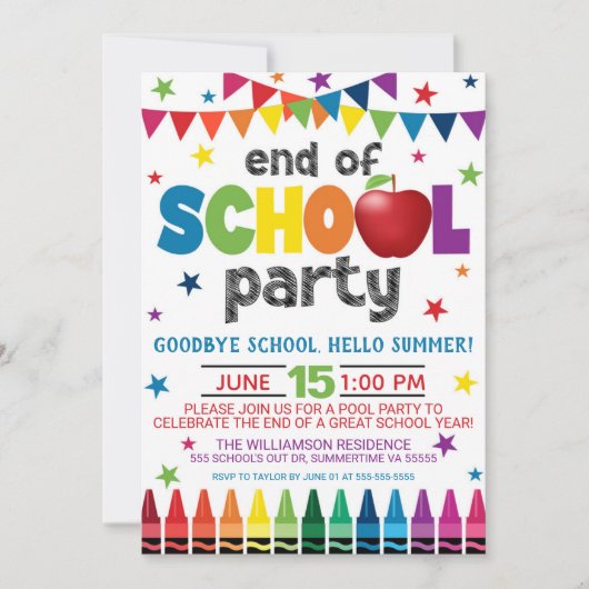 Uitnodiging voor het schoolfeest aan het einde van (Voorkant)