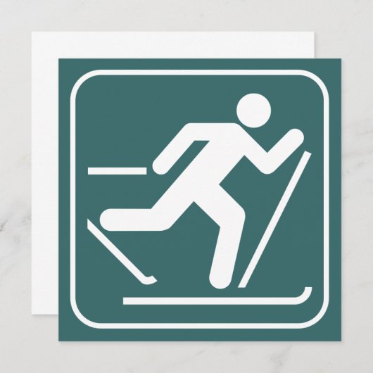 Uitnodiging voor het teken Ski-symbool voor kruisl (Voorkant / Achterkant)