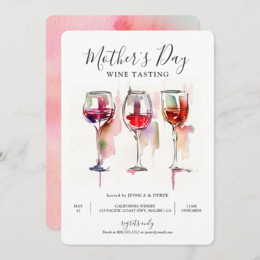 Uitnodiging voor het testen van moederdag (Voorkant / Achterkant)