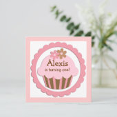 uitnodiging voor het uitnodigen van Cupcake Birth (Staand voorkant)