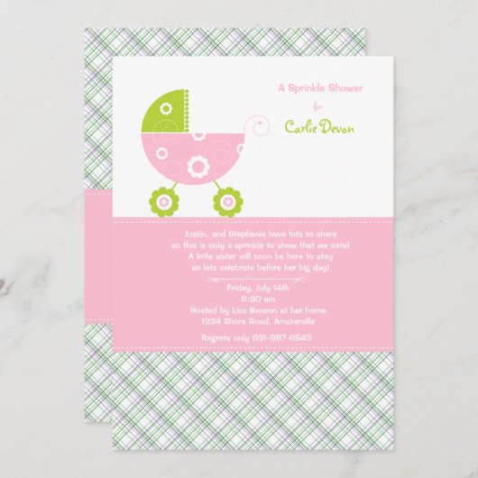 Uitnodiging voor het uitnodigen van een roze sproe (Voorkant / Achterkant)